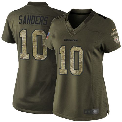 Nike Broncos #10 Emmanuel Sanders Green Women's Stitched NFL Limited Salute to Service Jersey - Click Image to Close